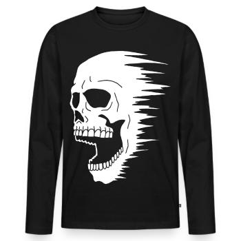 White skull and speed - Men's Premium Organic Long Sleeve Shirt - black - Front - Nico (187cm)
