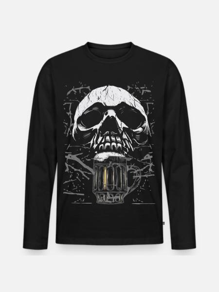 Skull Beer Mug Gothic - Men's Premium Organic Long Sleeve Shirt - black