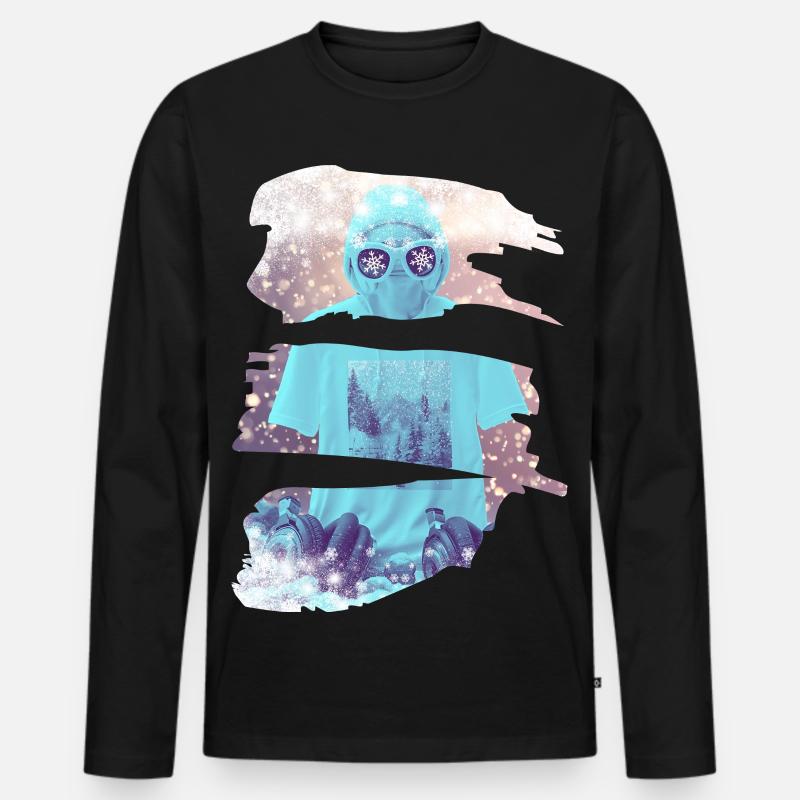 Es schneit - Männer Premium Bio Langarmshirt - Schwarz