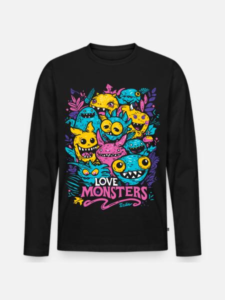 Love Monsters - Men's Premium Organic Long Sleeve Shirt - black