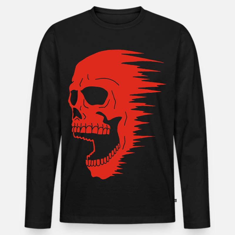 Red Skull und Speed - Männer Premium Bio Langarmshirt - Schwarz