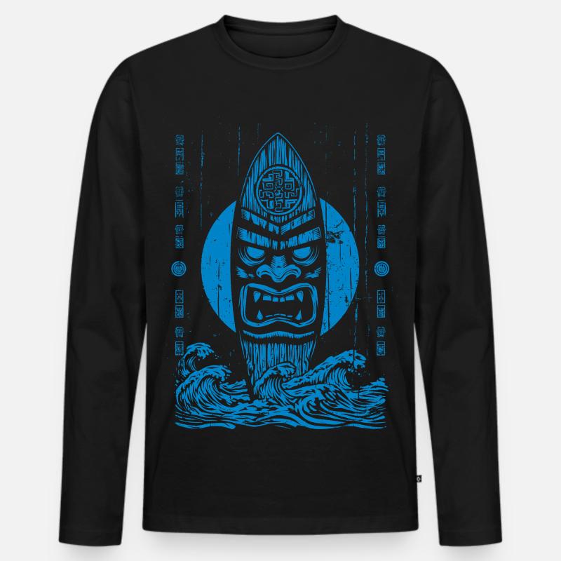 Tikki Tribe - Männer Premium Bio Langarmshirt - Schwarz