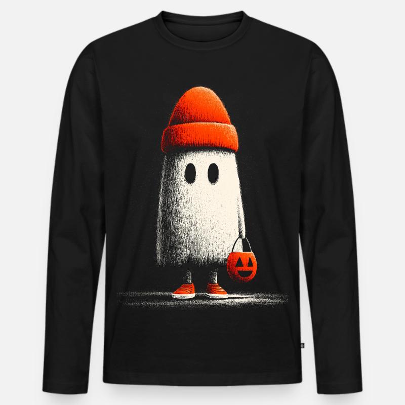 Beanie_Ghost - Männer Premium Bio Langarmshirt - Schwarz