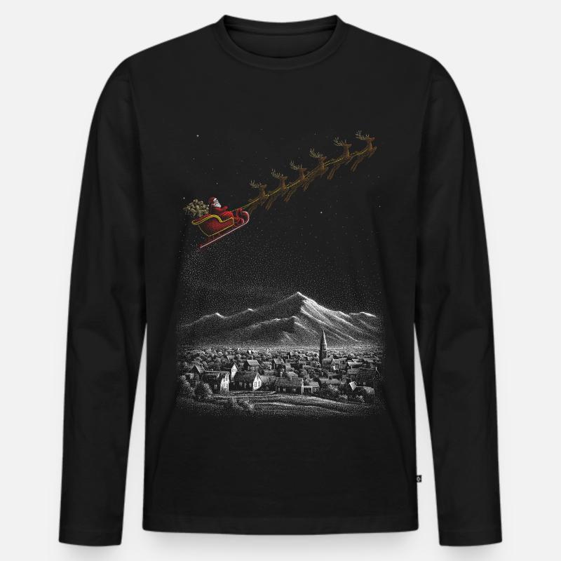 Sternen-Schlittenfahrt im Winterschnee - Männer Premium Bio Langarmshirt - Schwarz