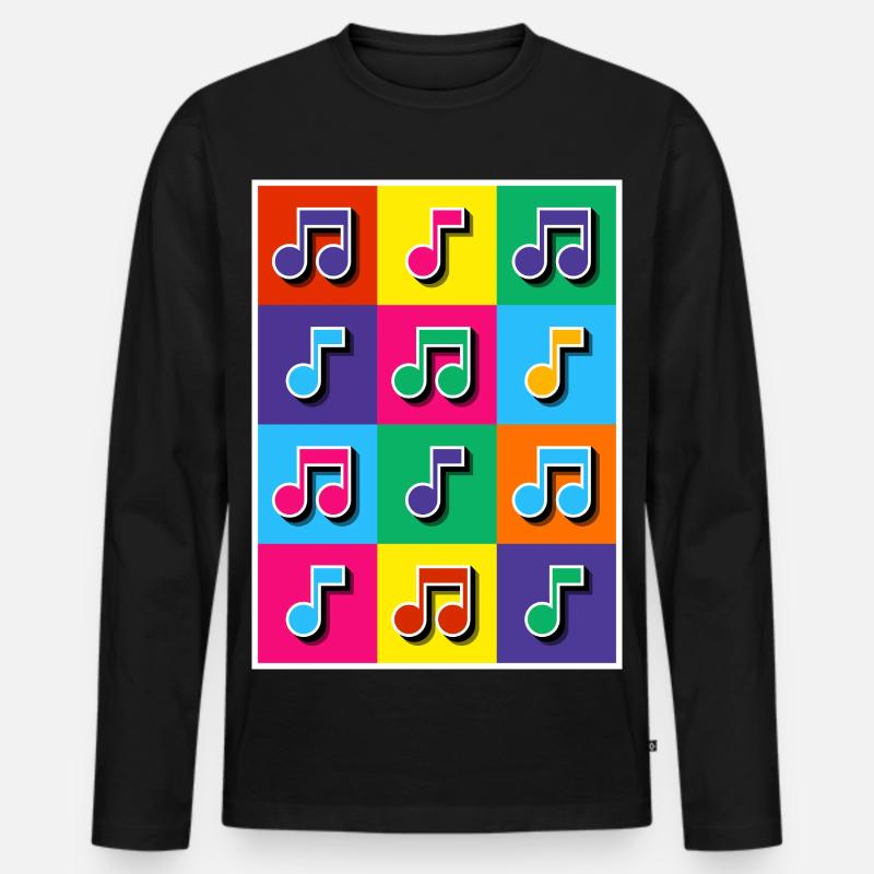 Pop-Art-Musiknoten Mosaik - Männer Premium Bio Langarmshirt - Schwarz