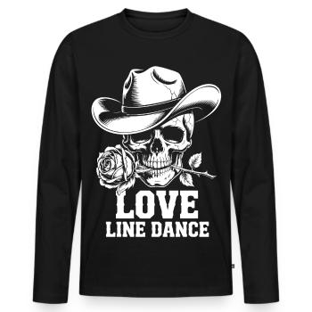 Line Dance Skull Rose - Men's Premium Organic Long Sleeve Shirt - black - Front - Nico (187cm)