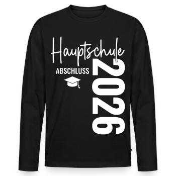 Certificat de la Hauptschule - Hauptschulabschluss 2026 - T-shirt manches longues Premium bio Homme - noir - Devant - Nico (187cm)