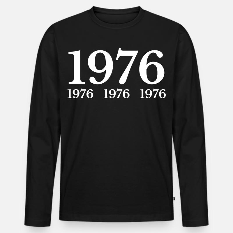 1976 - Männer Premium Bio Langarmshirt - Schwarz
