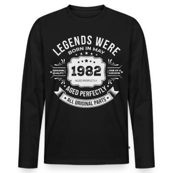Mai 1982 cadeau 44 Anniversaire Mai 1982 - T-shirt manches longues Premium bio Homme - noir - Devant - Nico (187cm)