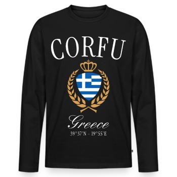 Armoiries de la Couronne d’Antiparos Grec Souvenir de voyage - T-shirt manches longues Premium bio Homme - noir - Devant - Nico (187cm)