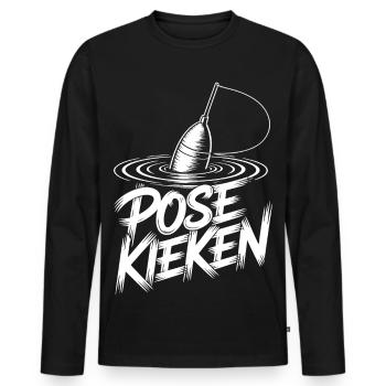 Fishing Pose Humor - Men's Premium Organic Long Sleeve Shirt - black - Front - Nico (187cm)