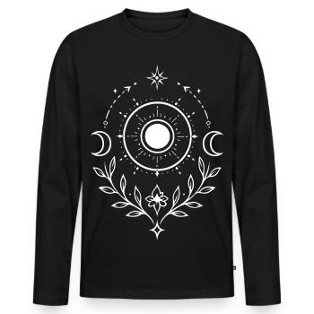 Mittsommer Sonne – Mystisches Symbol für Litha - Männer Premium Bio Langarmshirt - Schwarz - Vorne - Nico (187cm)