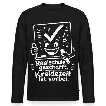 Realschule geschafft, Kreidezeit ist vorbei. - Männer Premium Bio Langarmshirt - Schwarz - Vorne - Nico (187cm)