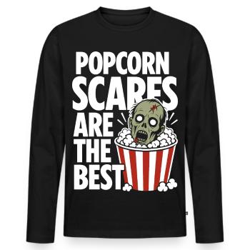 Popcorn Scares Horror Design - Men's Premium Organic Long Sleeve Shirt - black - Front - Nico (187cm)