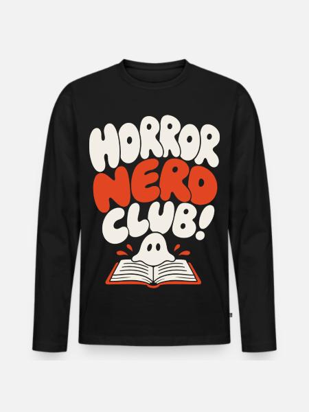 Horror Nerd Club Geist - Männer Premium Bio Langarmshirt - Schwarz