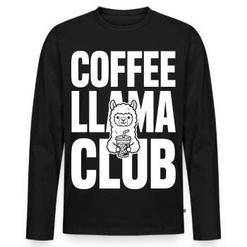 Coffee Llama Club – Iced Coffee - Men's Premium Organic Long Sleeve Shirt - black - Front - Nico (187cm)