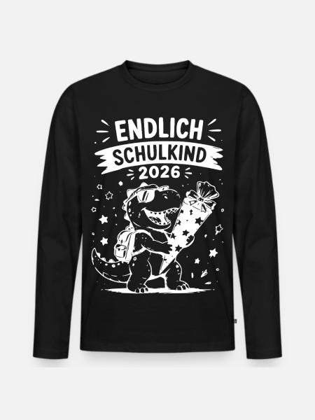 Endlich Schulkind 2026 - Männer Premium Bio Langarmshirt - Schwarz