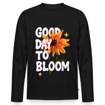 Bonne journée pour fleurir - T-shirt manches longues Premium bio Homme - noir - Devant - Nico (187cm)