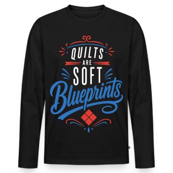 Quilten – Quilts Are Soft Blueprints - Männer Premium Bio Langarmshirt - Schwarz - Vorne - Nico (187cm)