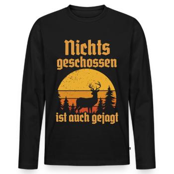 Jäger Jagd Hirsch Rotwild Jagen Jungjäger - Männer Premium Bio Langarmshirt - Schwarz - Vorne - Nico (187cm)