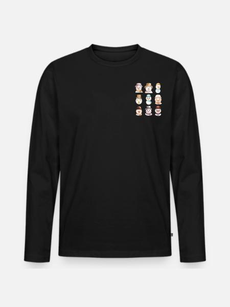 Snowman Faces - Men's Premium Organic Long Sleeve Shirt - black