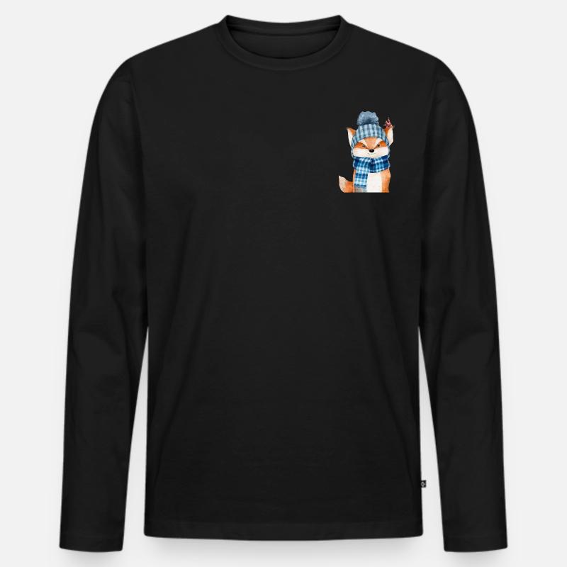 Winter Fuchs - Männer Premium Bio Langarmshirt - Schwarz