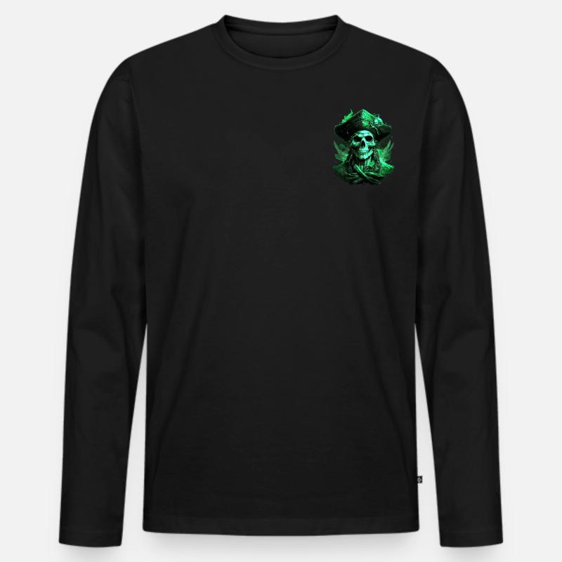 Pirat - Männer Premium Bio Langarmshirt - Schwarz