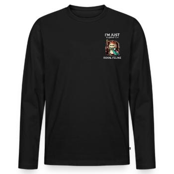 Katzendame - Lustig - Männer Premium Bio Langarmshirt - Schwarz - Vorne - Nico (187cm)