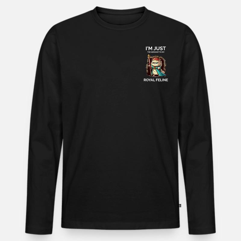 Katzendame - Lustig - Männer Premium Bio Langarmshirt - Schwarz