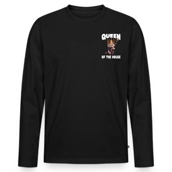 Katzendame - Lustig - Männer Premium Bio Langarmshirt - Schwarz - Vorne - Nico (187cm)