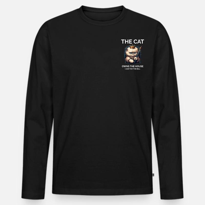Stolzer Katzenbesitzer - Männer Premium Bio Langarmshirt - Schwarz