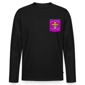 T-shirt à poche imprimé coloré Calavera Design - T-shirt manches longues Premium bio Homme - noir - Devant - Nico (187cm)