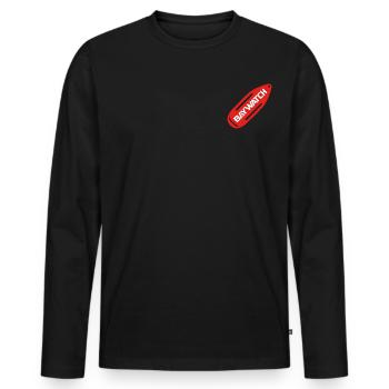 Baywatch Red Buoy Chest Design - Men's Premium Organic Long Sleeve Shirt - black - Front - Nico (187cm)