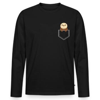 Cute Grumpy Otter In Pocket - T-shirt manches longues Premium bio Homme - noir - Devant - Nico (187cm)