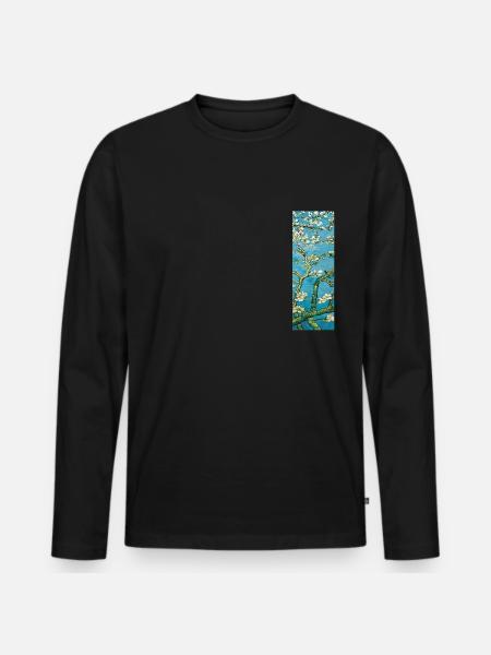 Van-Gogh-Mandel - Männer Premium Bio Langarmshirt - Schwarz