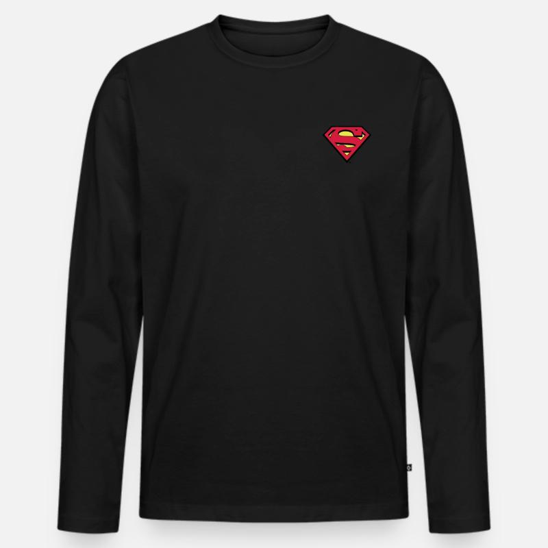 Superman kleines Logo S-Shield - Männer Premium Bio Langarmshirt - Schwarz