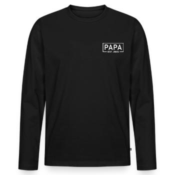 Papa 2025 Papa seit 2025 Papa Est 2025 - Männer Premium Bio Langarmshirt - Schwarz - Vorne - Nico (187cm)