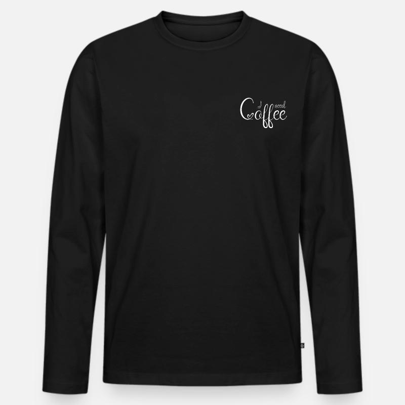 IneedCoffee2 - Männer Premium Bio Langarmshirt - Schwarz