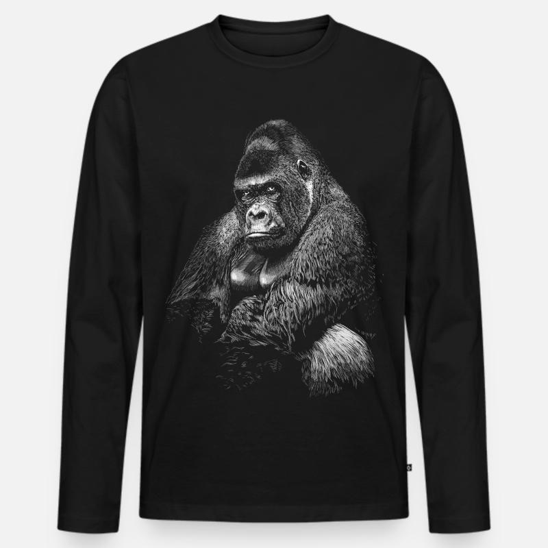 Gorilla - Männer Premium Bio Langarmshirt - Schwarz