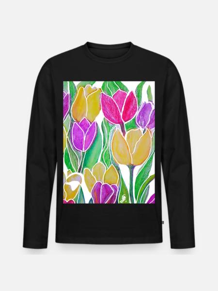 EG Blomster I Tulipaner I Blomster I Holland I Ferier - Premium økologisk langermet T-skjorte for menn - svart
