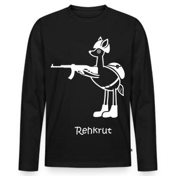 rehkrut, Rekrut, lustiges Reh, Soldat, Armee, Heer - Männer Premium Bio Langarmshirt - Schwarz - Vorne - Nico (187cm)