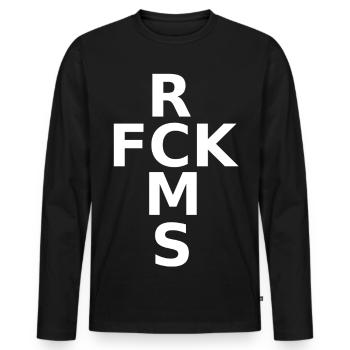 Contre les nazis - T-shirt manches longues Premium bio Homme - noir - Devant - Nico (187cm)