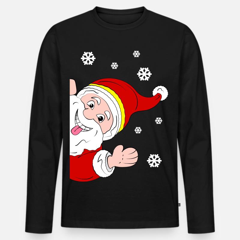 Froher Weihnachtsmann Schneegruß - Männer Premium Bio Langarmshirt - Schwarz
