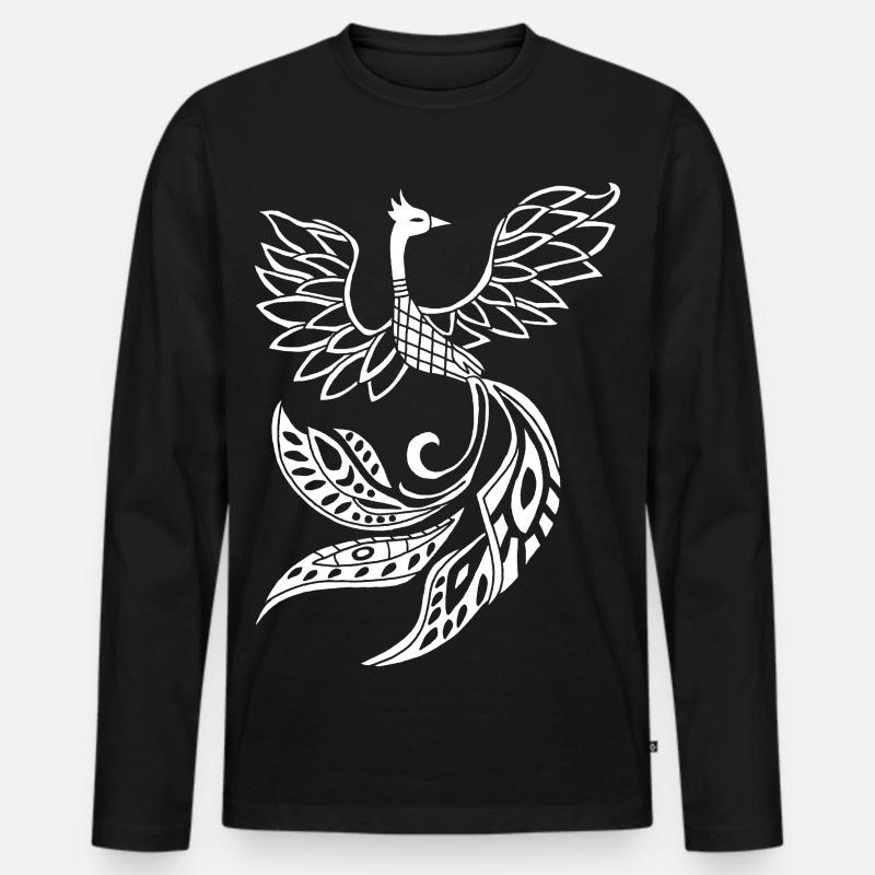 Weißer Phönixvogel - Männer Premium Bio Langarmshirt - Schwarz