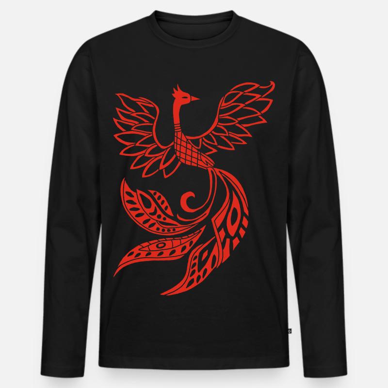 Roter Phönixvogel - Männer Premium Bio Langarmshirt - Schwarz