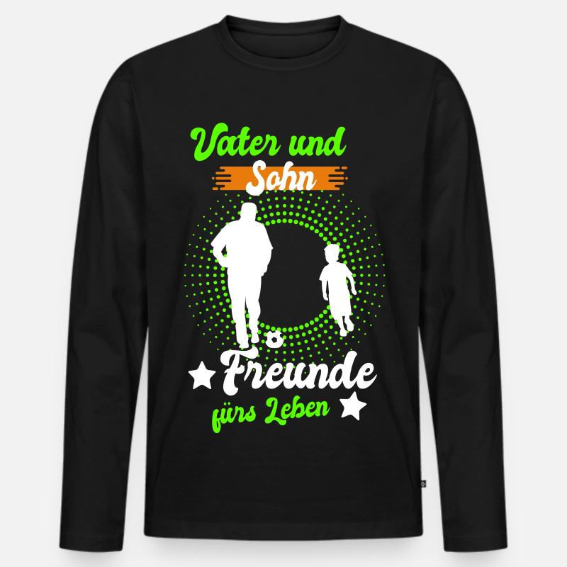 Vater und Sohn Freunde - Männer Premium Bio Langarmshirt - Schwarz