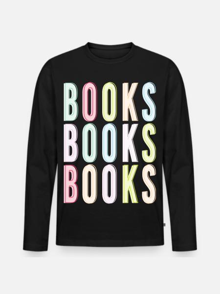 Books Books Books - Men's Premium Organic Long Sleeve Shirt - black