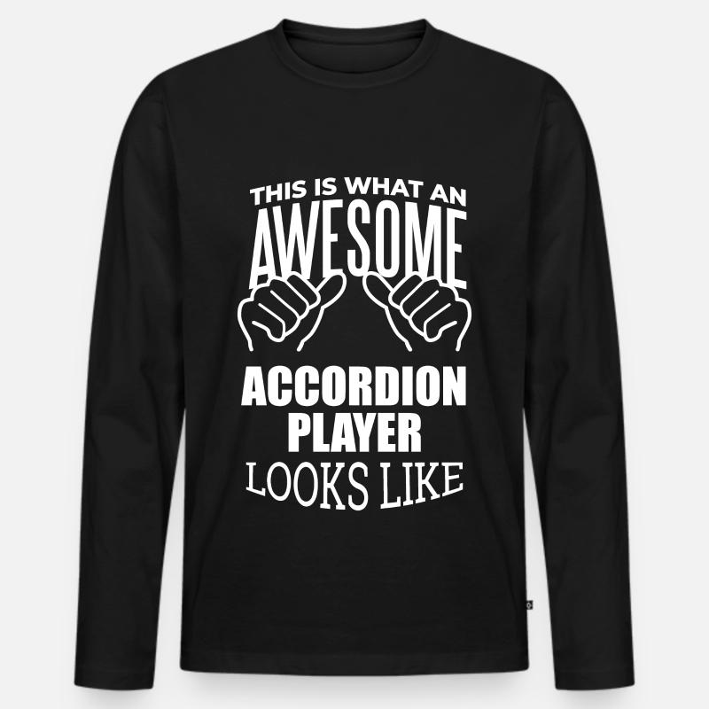 Akkordeon - Männer Premium Bio Langarmshirt - Schwarz