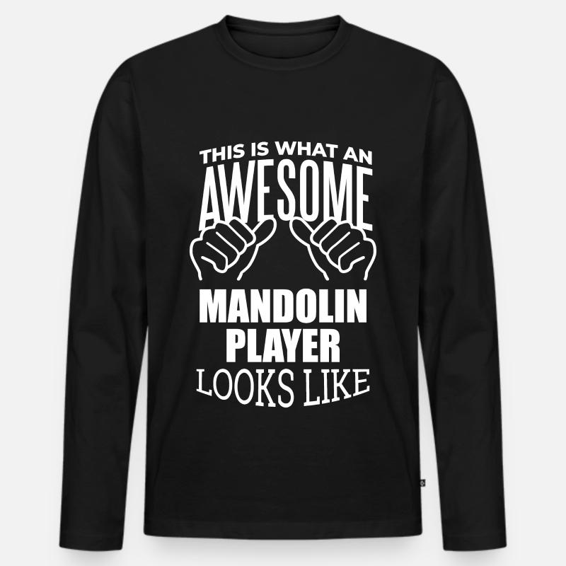 Mandoline - Männer Premium Bio Langarmshirt - Schwarz