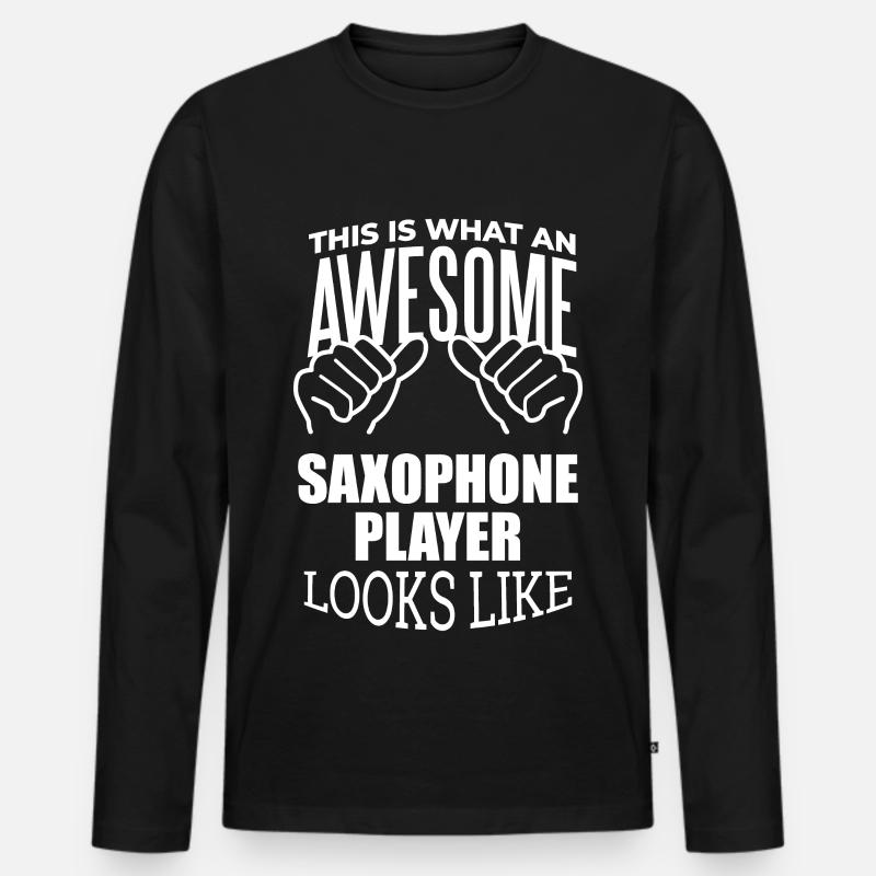 Saxophon - Männer Premium Bio Langarmshirt - Schwarz